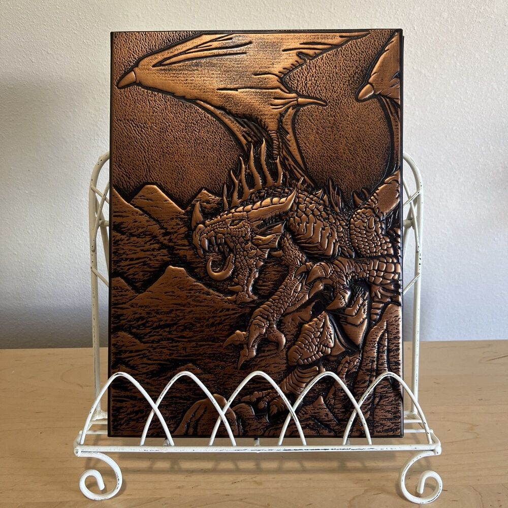 DND Dungeon Master Screen Faux Leather Embossed Dragon & Mimic Four Panel Gift